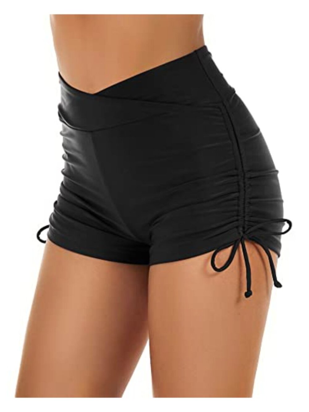 High Waisted Swim Shorts Cross Waist Adjustable Tie Side Full Lined